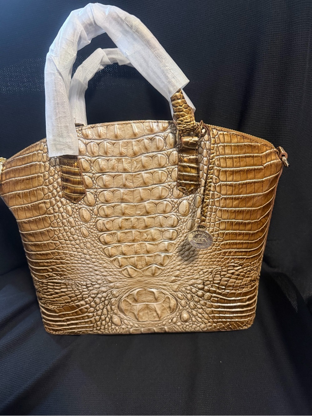 Brahmin Metallic Gold Croc-Embossed Tote - Picture 4 of 4